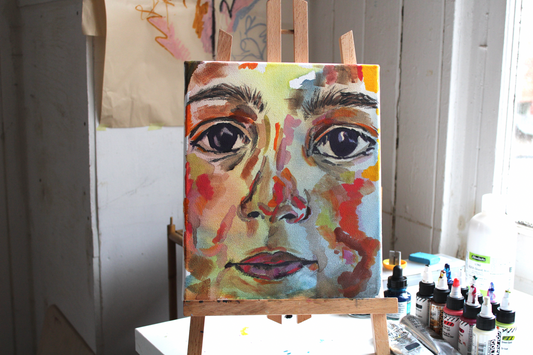 Original portrait on canvas 25cm x 30cm (approx 10" x 12")